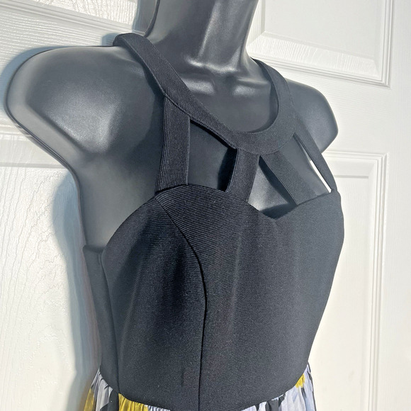 Vintage Ruby Rox Dress Women Small Black Daisies Sleeveless Flowy Maxi Cutouts - Picture 2 of 14